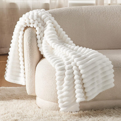 White Throw Blanket for Couch - Gentlesoft Cozy Soft Blankets for Women, Cute Small Fleece Throws for Girls, off White, 50X60 Inches