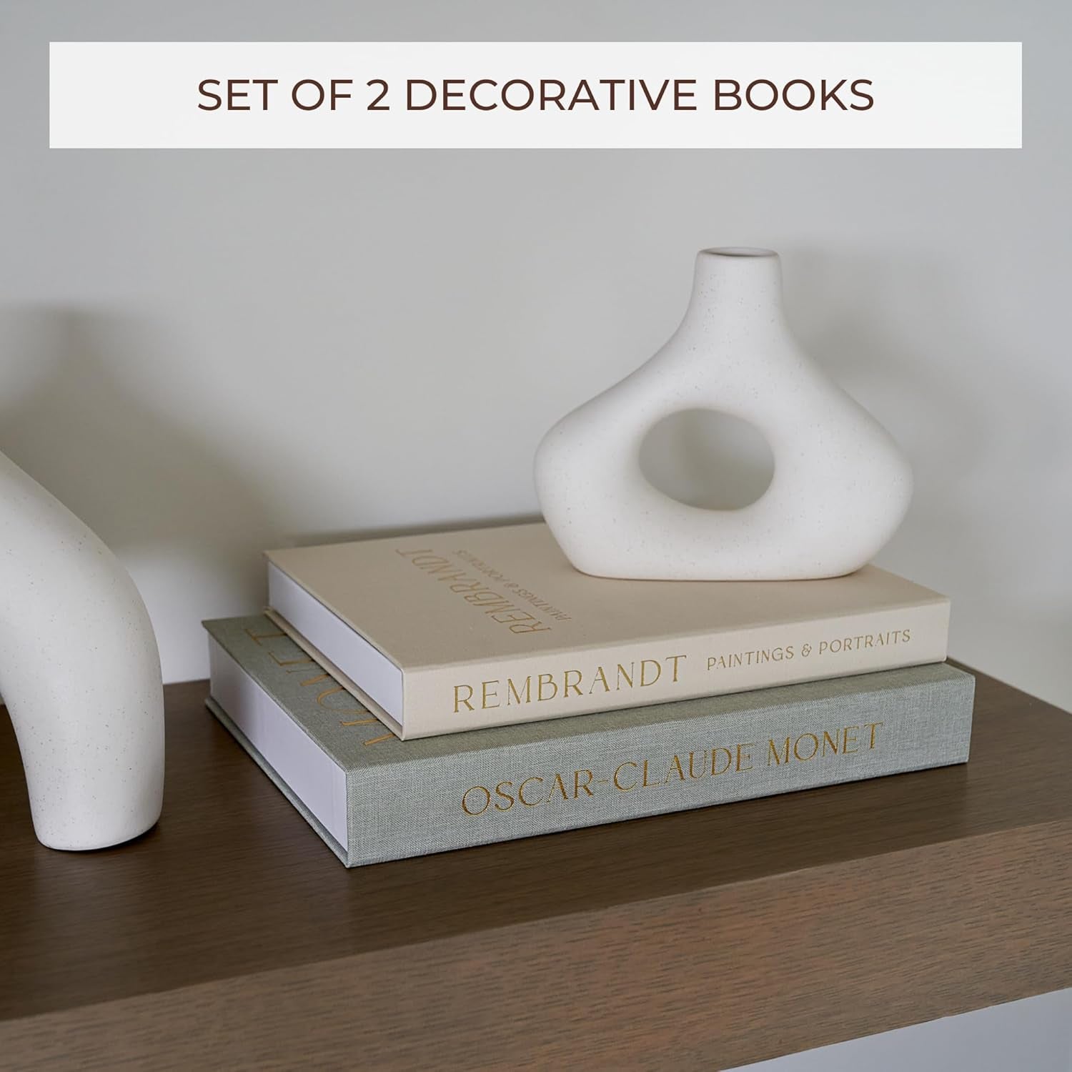 Beautiful Decorative Books - Set of 2 Linen Boxes Enhance Your Coffee Table, Bookshelf or Mantle Decor - Aesthetic Fake/Faux Books for Modern Home Decoration, Photo Storage and as a Keepsake Box